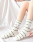 Fashion Black Bars On White Cotton Bunny Embroidered Striped Socks