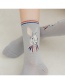 Fashion Grey Cartoon Rabbit Embroidered Tube Socks