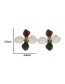 Fashion Green Alloy Dripping Four-leaf Flower Earrings