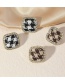 Fashion Coffee Color Houndstooth Diamond Square Earrings