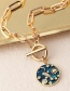 Fashion Gold Metal Geometric Round Brand Ot Buckle Necklace
