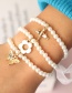 Fashion Gold Alloy Butterfly Flower Airplane Pearl Beaded Bracelet