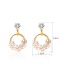 Fashion Gold Geometric Pearl Double Circle Stud Earrings