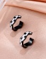Fashion Black And White Alloy Drip Oil Checkerboard Ear Ring