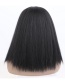 Fashion Black Turban Long Straight Hair Chemical Fiber Headgear