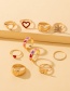 Fashion Gold Color Alloy Diamond Love Maple Leaf Butterfly Ring Set