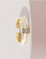 Fashion Gold Color Copper Inlaid Square Zirconium Drip Oil Geometric Ring