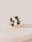 Fashion Gold Color Alloy Drip Oil Checkerboard Flower Ring