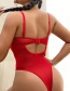 Fashion Scarlet Lace Butterfly Embroidery Mesh One-piece Underwear