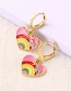 Fashion Color Alloy Oil Drop Inlaid Zirconium Rainbow Love Earrings