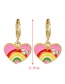 Fashion Color Alloy Oil Drop Inlaid Zirconium Rainbow Love Earrings