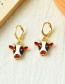 Fashion Red Alloy Drip Oil Bull Head Ear Ring