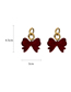 Fashion 4#bow Flocking Bow Pearl Tassel Earrings