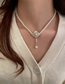 Fashion Pearl Love Diamond And Pearl Double Circle Love Necklace