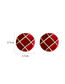 Fashion Green Flocking Well Grid Round Earrings