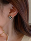 Fashion Black And White Grid Alloy Drop Oil Checkered Love Ear Buckle