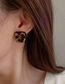 Fashion Geometric Love Fabric Leopard Print Heart Stud Earrings