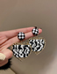 Fashion Love Leather Pleated Check Striped Heart Stud Earrings