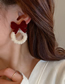 Fashion 28#silver Color Needle-red. Ear Studs Flocking Bowknot Love Hair Ball Square Cross Geometric Stud Earrings