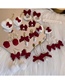 Fashion 39#red. Bride And Groom Flocking Bowknot Love Hair Ball Square Cross Geometric Stud Earrings