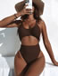 Fashion Brown Pure Color Lace One-piece Swimsuit