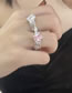 Fashion Pink Diamond Tin Foil Silver Plated Inlaid Zirconium Chain Ring