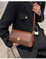 Fashion Brown Pu Lock Large Capacity Shoulder Bag