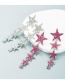 Fashion Silver Color Alloy Diamond Five-pointed Star Tassel Earrings