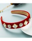 Fashion Red Diamond-studded Gold Velvet Broad-brimmed Headband