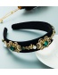 Fashion Green Gold Velvet Diamond-studded Broad-brimmed Headband