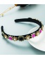 Fashion Purple Alloy Diamond-studded Flower Pearl Wide Brim Headband