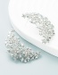 Fashion White Alloy Diamond Moon Shaped Hollow Stud Earrings