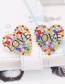 Fashion Color Mixing Alloy Color Diamond Hollow Heart-shaped Stud Earrings
