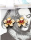 Fashion Color Mixing Metal Bead Flower Earrings