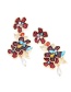 Fashion Color Mixing Alloy Oil Drop Diamond Flower Earrings