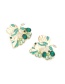 Fashion Color Mixing Alloy Hollow Diamond Leaf Stud Earrings