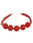 Fashion Red Beaded Woven Geometric Necklace