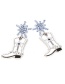 Fashion White K Alloy Pearl Snowflake Oil Drop Boot Stud Earrings