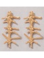 Fashion Gold Golden Geometric Coral Stud Earrings