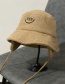 Fashion Beige Letter Embroidered Lamb Wool Fisherman Hat