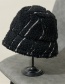 Fashion Black Lamb's Wool Irregular Striped Fisherman Hat