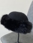Fashion Grey Rabbit Fur And Velvet Domeless Landlord Hat