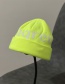 Fashion Fluorescent Green Letter Embroidery Knit Beanie