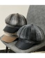 Fashion Grey Lattice Leather Brim Octagonal Hat