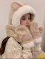 Fashion Beige Three-piece Cotton Bunny Hooded Bib And Gloves