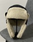 Fashion Black Lei Feng Cap With Faux Lamb Wool Stitching Ear Protection
