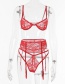 Fashion Red Lace Perspective Garter Underwear Set
