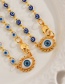 Fashion Navy Blue Copper Drop Oil Inlaid Zirconium Eyes Lobster Clasp Necklace