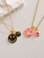 Fashion Yellow Copper Drop Oil Inlaid Zirconium Hollow Smiley Face Necklace