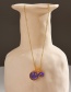 Fashion Purple Copper Drop Oil Inlaid Zirconium Hollow Smiley Face Necklace